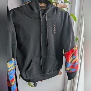 NWT C-MODE Statement Hoodie | Faux Fur “Monster” Sleeves | Y2K Streetwear